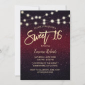 Sweet 16 Modern Burgundy Red Faux Glitter Kaart (Voorkant)