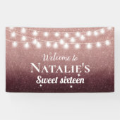 Sweet 16 Modern Burgundy & Roos Gold Ombre Spandoek (Horizontaal)