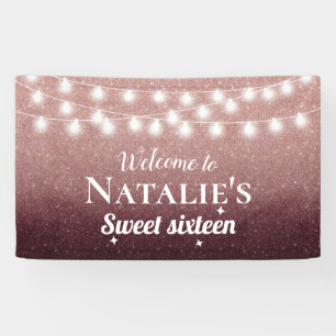 Sweet 16 Modern Burgundy & Roos Gold Ombre Spandoek