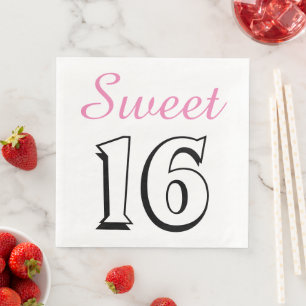 Sweet 16 Modern Chic Pink Birthday Party Paper Servet