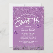 Sweet 16 Modern Lavender Faux Glitter Kaart (Voorkant)