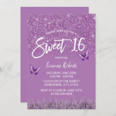 Sweet 16 Modern Lavender Faux Glitter Kaart (Voorkant / Achterkant)