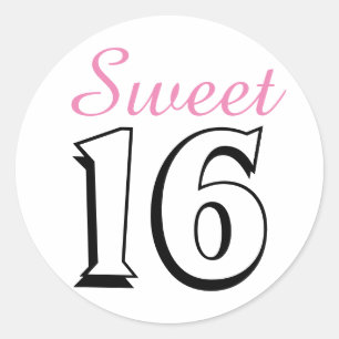 Sweet 16 Modern Pink Birthday Party Favor Ronde Sticker