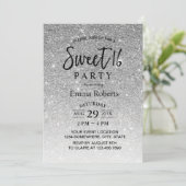 Sweet 16 Modern Silver Glitter Birthday Kaart (Staand voorkant)