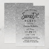 Sweet 16 Modern Silver Glitter Birthday Kaart (Voorkant / Achterkant)