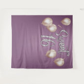 Sweet 16 Moderne Zilveren Typografie Paarse Achter Wandkleed (Voorkant (horizontaal))