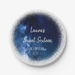 Sweet 16 Navy Blue Glitter Paper Bord