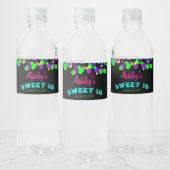 Sweet 16 Neon Glow Confetti Verjaardagsfeest Waterfles Etiket (Flessen)