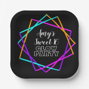 Sweet 16 Neon Glow In The Dark Bars Verjaardag Papieren Bordje