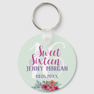 Sweet 16 Niece Birthday party Favor Gift Mint Sleutelhanger