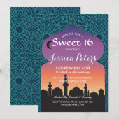 Sweet 16 nuits Arabian Anniversaire Invitation Tur (Devant / Derrière)