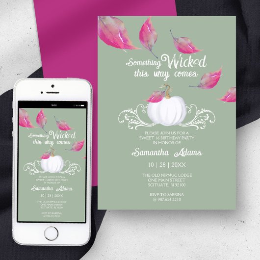 Sweet 16 Octobre Anniversaire Invitations