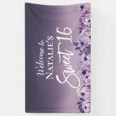Sweet 16 Paarse gradiënt van Floral Elegant Spandoek (Verticaal)