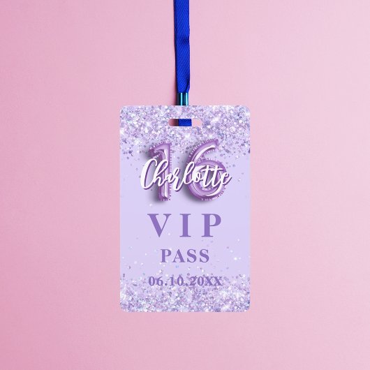 Sweet 16 paarse lavendel vip-feestpas badge