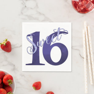 Sweet 16 Paarse Waterverf Grunge en Glitter Servet