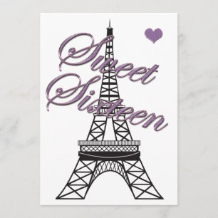 Sweet 16 Paris Eiffel Tower Birthday Invitation Kaart
