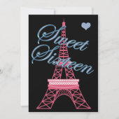 Sweet 16 Paris Tour Eiffel Invitation Anniversaire (Devant)