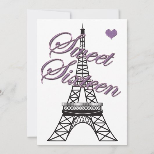 Sweet 16 Paris Tour Eiffel Invitation Anniversaire (Devant)