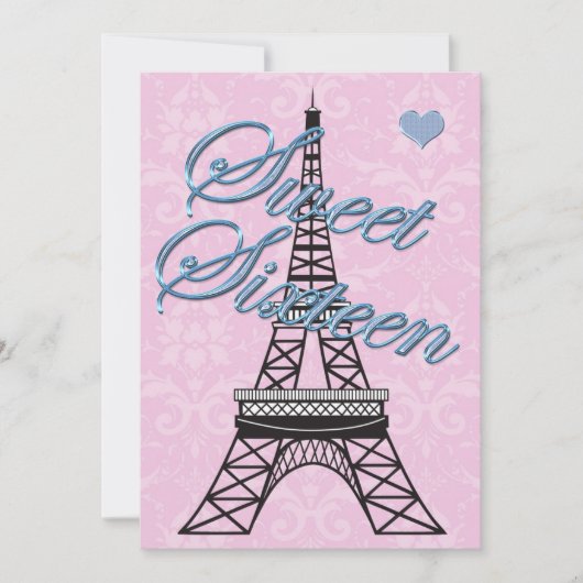 Sweet 16 Paris Tour Eiffel Invitation Anniversaire (Devant)