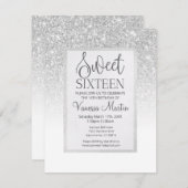 Sweet 16 Parties scintillant Argent Invitation de  (Devant / Derrière)