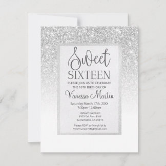 Sweet 16 Parties scintillant Argent Invitation de 