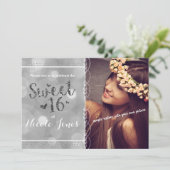 SWEET 16 Parties scintillant d'argent Invitation p (Debout devant)