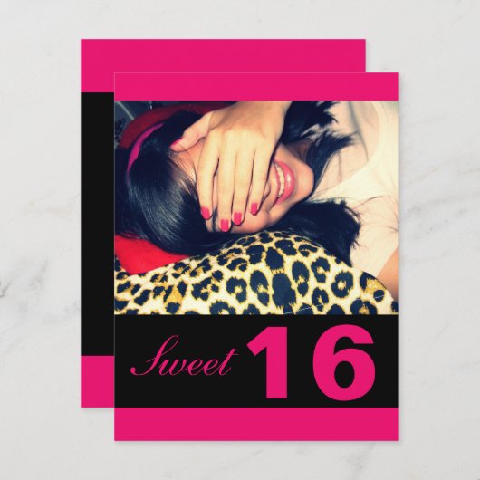 Sweet 16-partijuitnodigingen kaart (Voorkant / Achterkant)