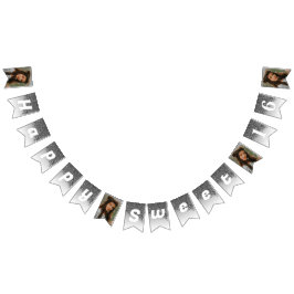 Sweet 16 Party, Chic Black Glitter & 4 foto's Vlaggetjes