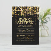 Sweet 16 Party Gold String Lights Kaart (Staand voorkant)