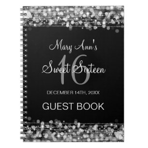 Sweet 16 Party Guestbook Party Sparkles Silver Notitieboek