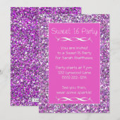 Sweet 16 Party Invitation rose Argent Éclat (Devant / Derrière)