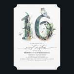 Sweet 16 Party Invitation - Verdure et or<br><div class="desc">Feuillage vert et or doux invitations à la fête du 16e anniversaire</div>