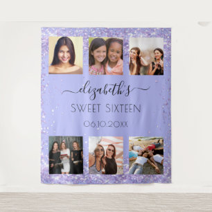 Sweet 16 party lavendel fotocollage wandkleed