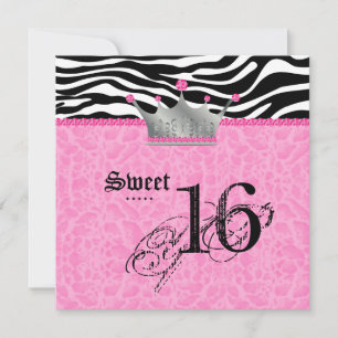 Sweet 16 Party leopard Zebra Lace Crown Kaart