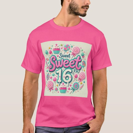 Sweet 16 Pastel Anniversaire Design Mens Tshirt (Devant)