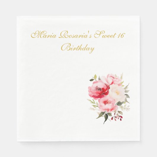 Sweet 16 Personalized Floral Tableware Servet (Voorkant)