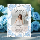 Sweet 16 Photo Invitation | Papillon bleu poussiér