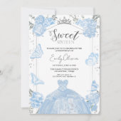 Sweet 16 Photo Invitation | Robe bleu foncé (Devant)