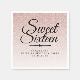 Sweet 16 Pink Glitter Ombre Custom 16th Birthday Servet