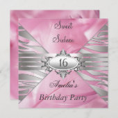 Sweet 16 Pink Invitation (Devant / Derrière)