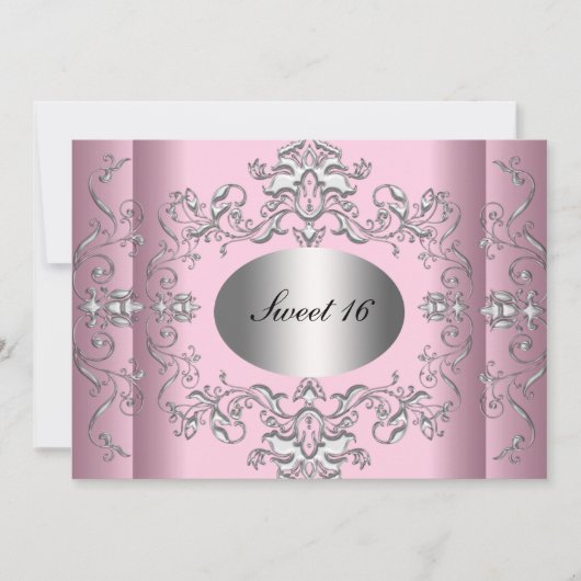 Sweet 16 Pink Silver Elegant Save The Date (Voorkant)