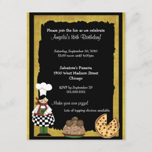 Sweet 16 Pizza Party Invitation Kaart