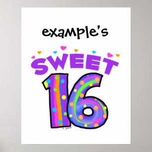 Sweet 16 Poster - je eigen creëer