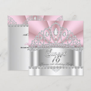 Sweet 16 Princess Pink White Diamond Tiara Kaart