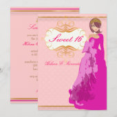 Sweet 16/prinses/polka dots kaart (Voorkant / Achterkant)