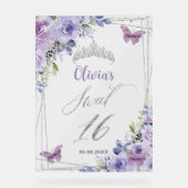 Sweet 16 Purple Lilac Floral Argent Bienvenue (Recto)
