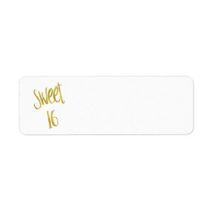 Sweet 16 Quote Faux Gold Glitter Background Etiket