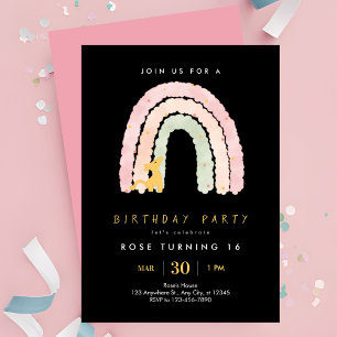 Sweet 16 Rainbow Pastel Invitation de fête d'anniv