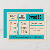 Sweet 16 Retro Concert Invitation (Devant / Derrière)