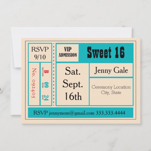 Sweet 16 Retro Concert Invitation (Devant)